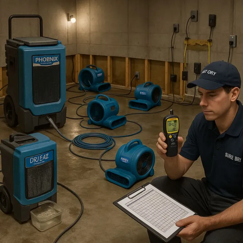Structural Drying and Dehumidification process in Farmville, VA